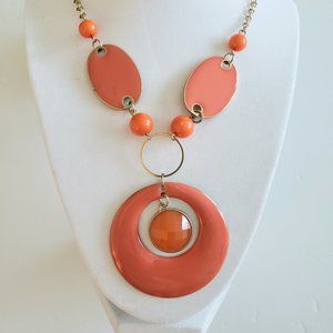 Peach Metal Modern Necklace